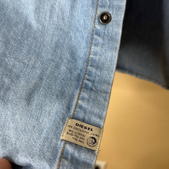 Diesel Shirt Men's Medium Blue Denim Snap Button Long Sleeve Western - Picture 7 of 11